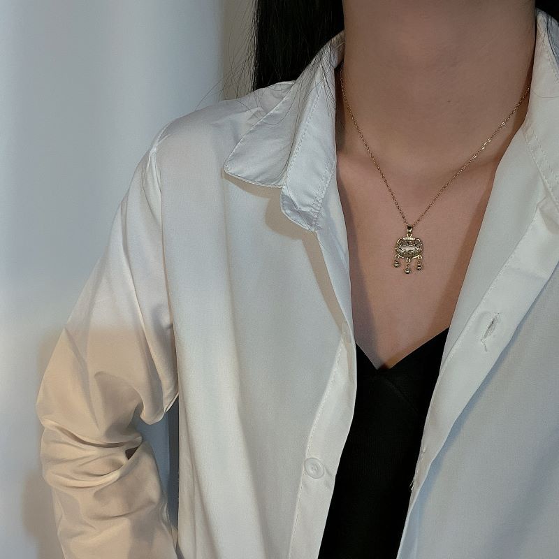 Dây Chuyền Thép Titan Mặt Chuông Nhỏ Xinh Đính Đá Zircon Phong Cách Trung Hoa Cổ Điển Thời Trang