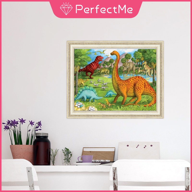 Bộ tranh đính đá 5D họa tiết khủng long độc đáo kích thước 40x30cm DIY dùng trang trí