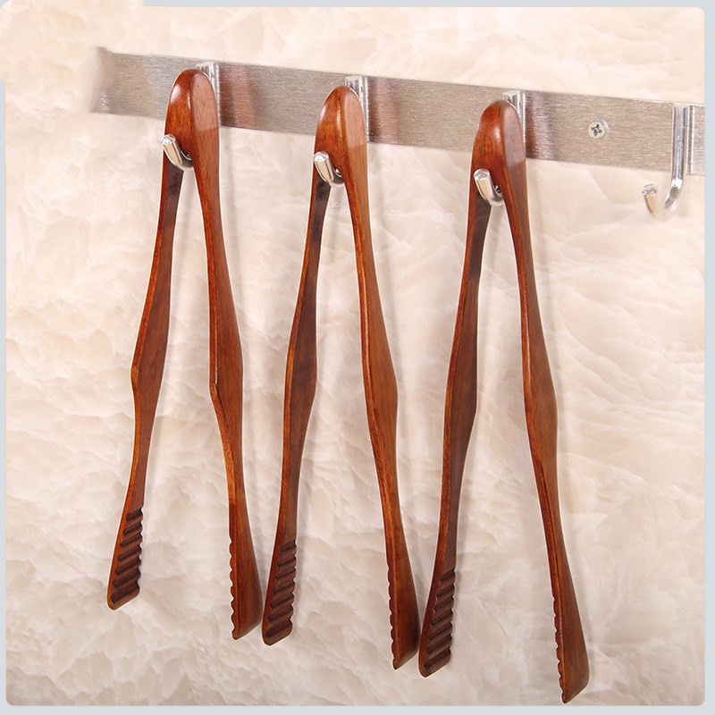 [adorebubble 0610] Wooden Cooking Kitchen Tongs Food BBQ Tool Salad Bacon Steak Bread Cake Clip