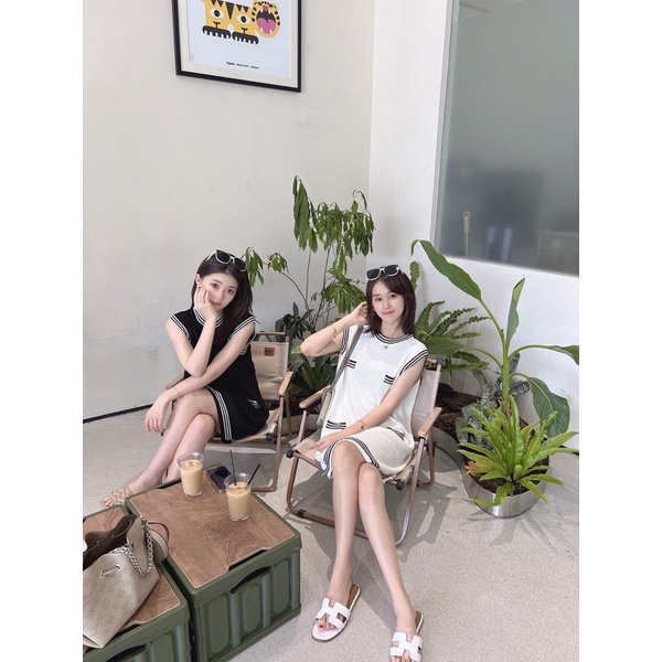 Đầm Len Xốp Viền Sát Nách, Váy Len Ba Lỗ Cao Cấp