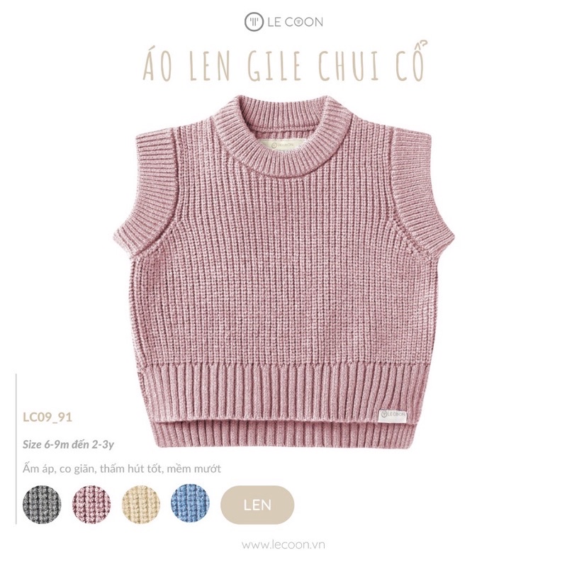 Le coon LC0991 áo len gile chui cổ cho bé