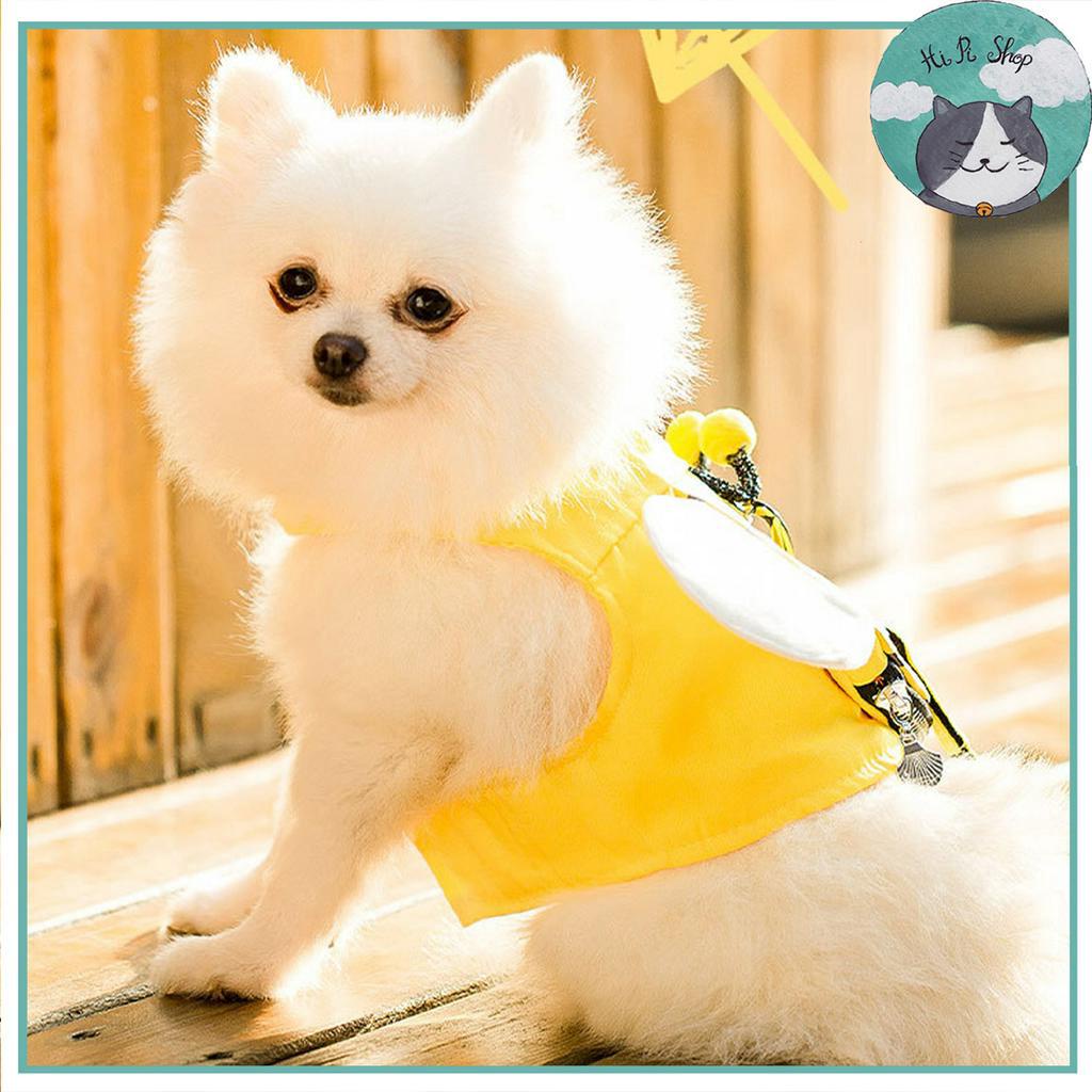 Dây Yếm Dắt Cao Cấp Gắn Túi Hình Ong Xinh Xắn Cho Chó Mèo Chất Liệu Cotton Kèm Móc Kim Loại Dành Cho Thú Cưng