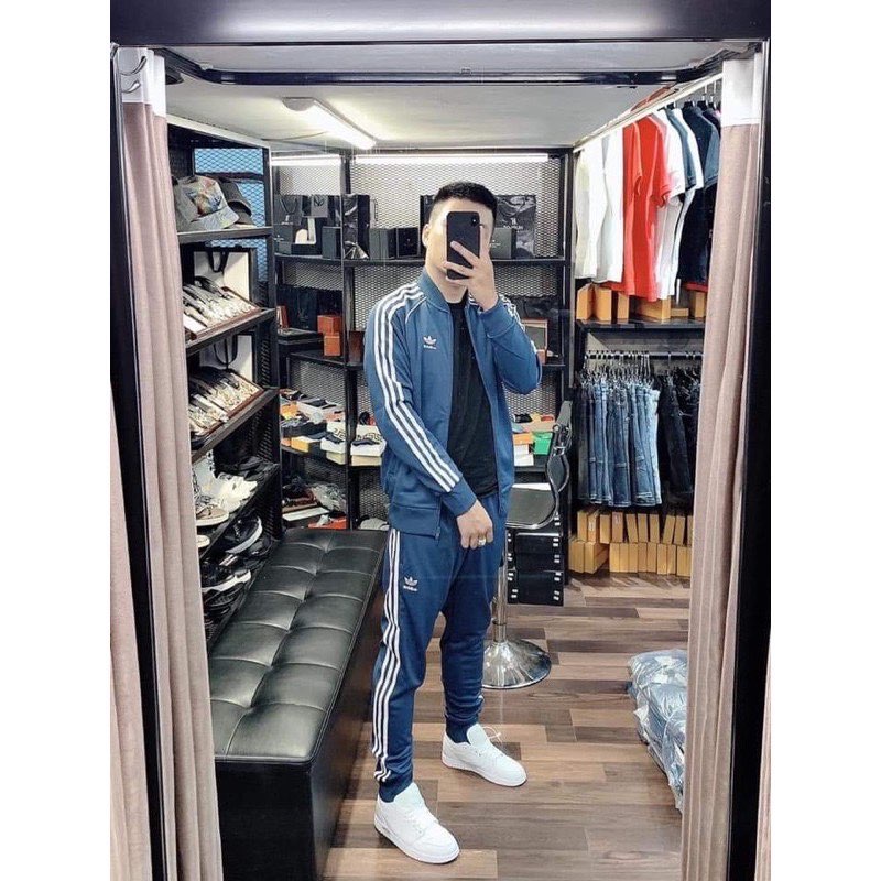 Bộ nỉ thể thao nam, bộ quần áo nỉ nam kẻ sọc có khoá kéo 3 màu - HALLO STORE