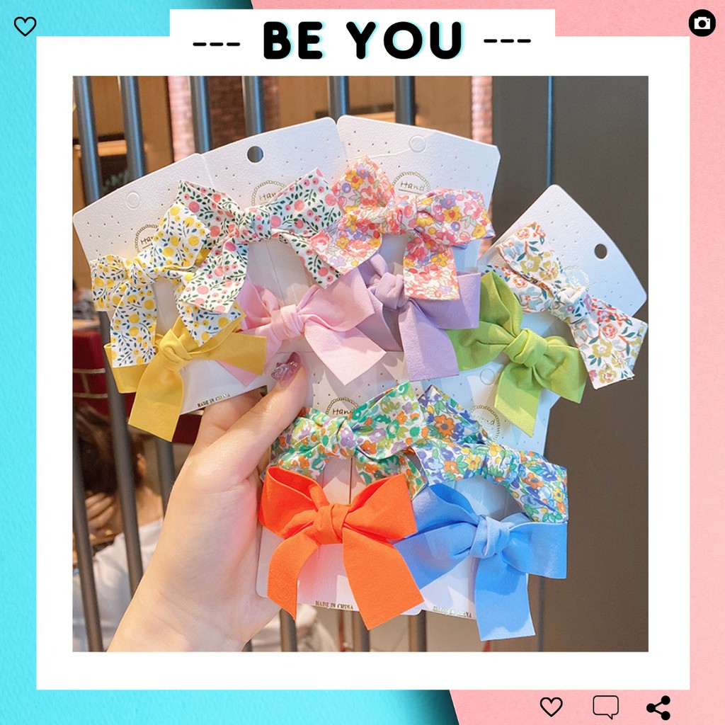 Set 2 Kẹp Tóc Nơ Hàn Quốc Cute, Hàng Loại 1 - Beyou