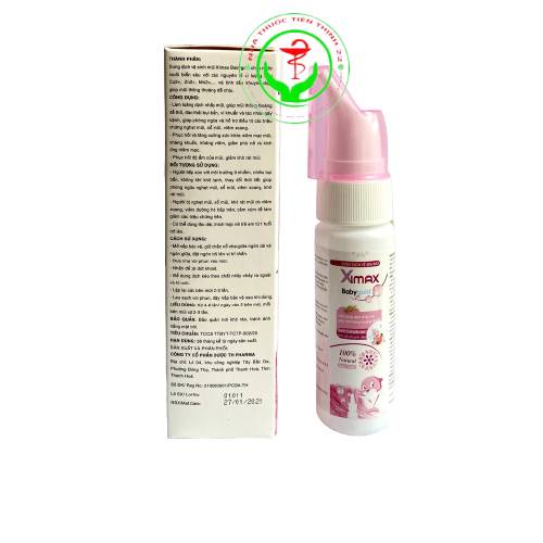 Dung dịch xịt vệ sinh mũi Ximax nước muối biển sạch sâu người lớn và Trẻ em chai 70 ml