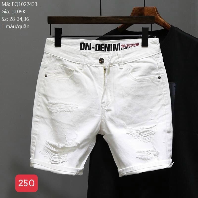 Quần short jean nam trắng rách, quần jean ngắn chất bò cao cấp SJ250 - Maxpingvn