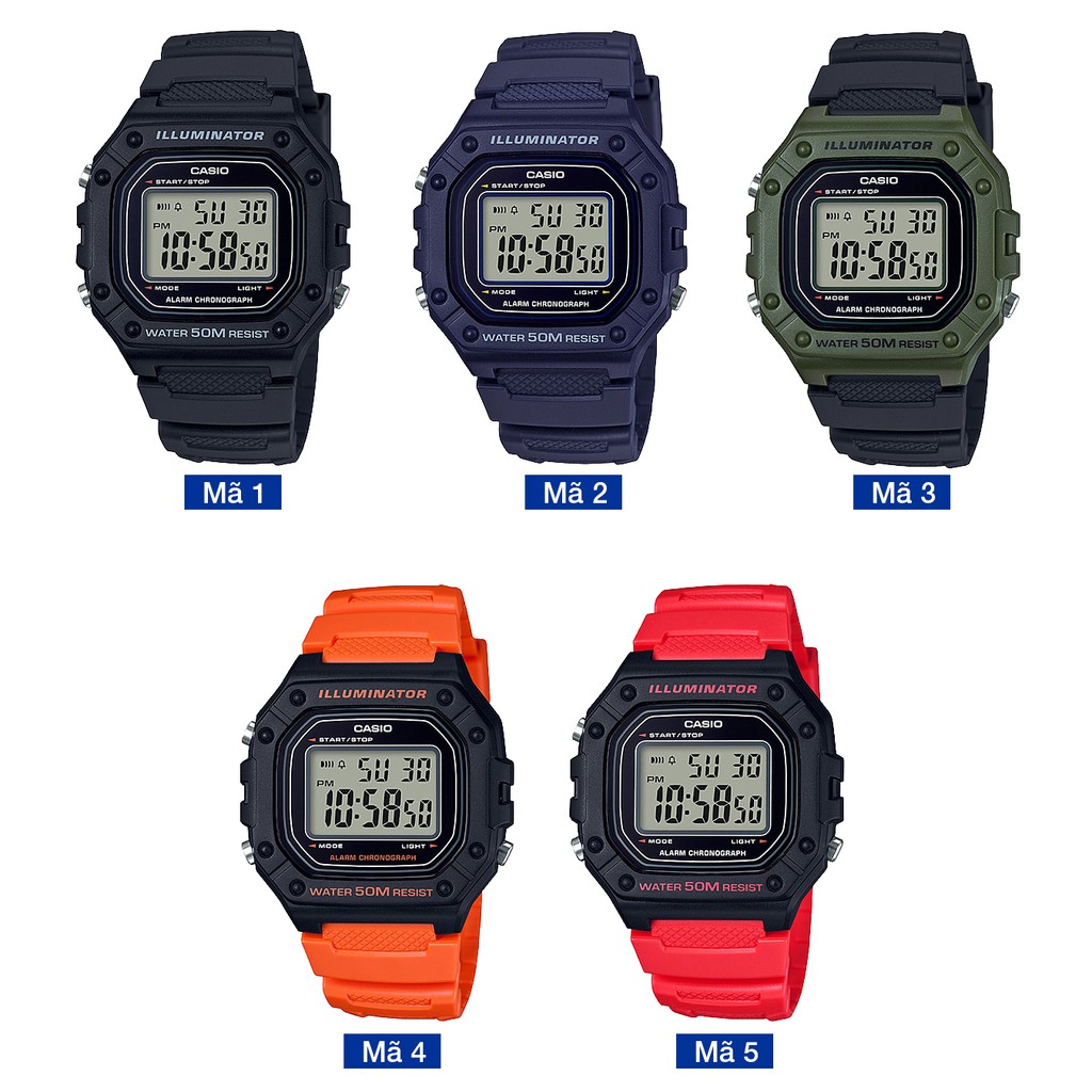 Đồng hồ nam Casio Standard chính hãng Anh Khuê W-218 Series