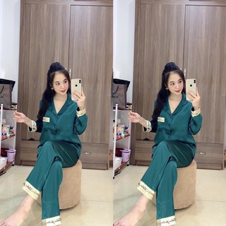 (Chọn mẫu)20 Bộ đồ Pijama lụa chữ ký - Bộ lụa tay dài hoạ tiết mát lịm