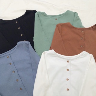 Áo croptop gài nút tay dài