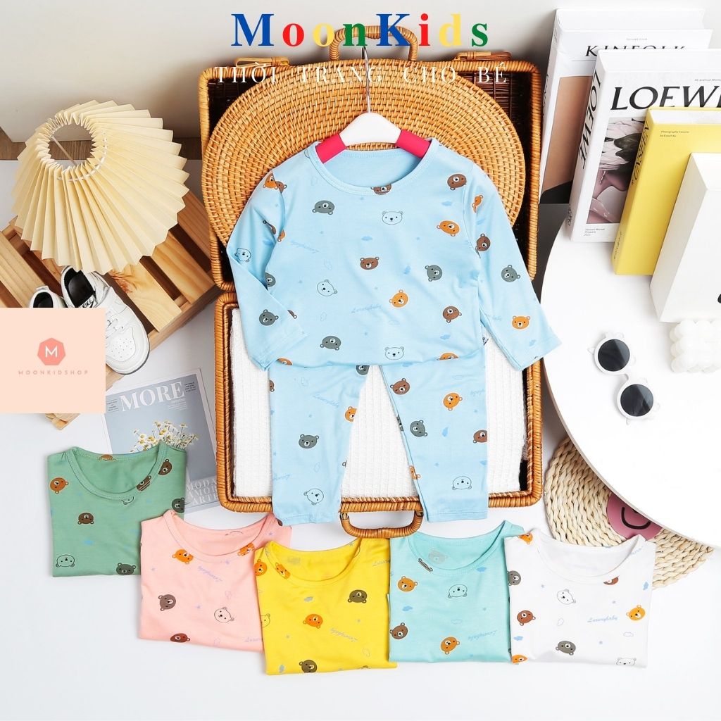 Bộ MINKY MOM Dài Tay🥑COTTON 100%🥑HỌA TIẾT GẤU BROWN Cho bé,Body Dài Tay cho bé trai bé gái 4-17kg,có sẵn giao ngay