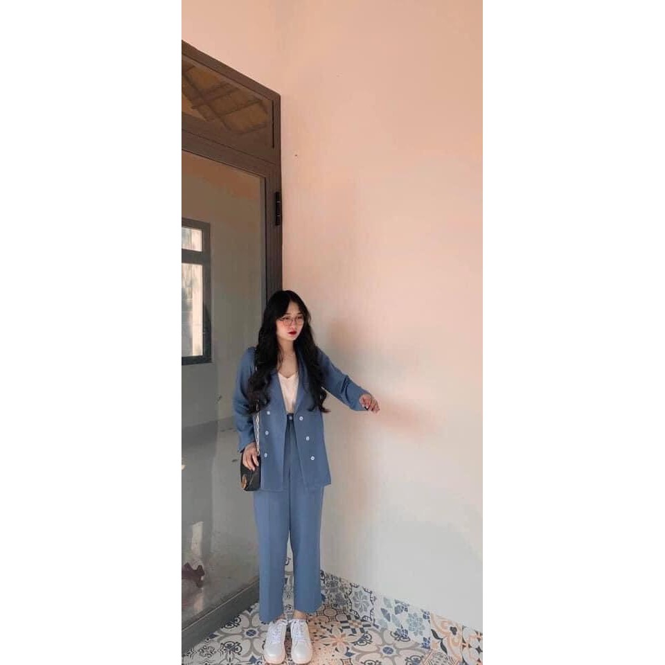 Sale Set Vest 3 Món NAVIA Cực Xinh, Áo Vest Blazer Mix Quần Tây Baggy Kèm Áo 2 Dây Thiết Kế Thanh Lịch Công Sở, Đi Làm G