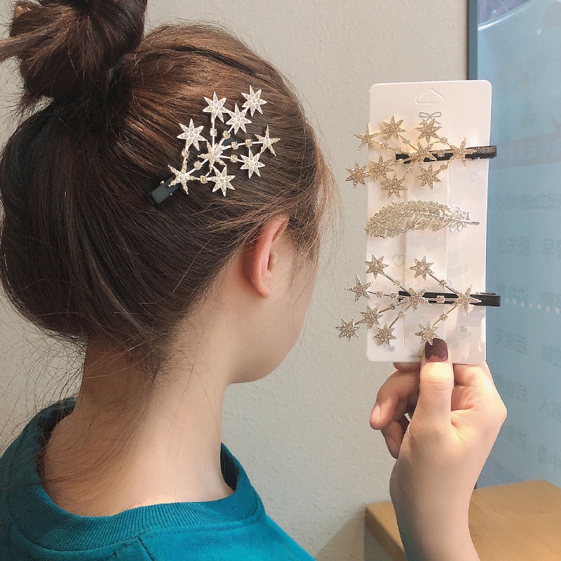 Set 3 Kẹp Tóc Đính Đá Thời Trang Cho Nữ