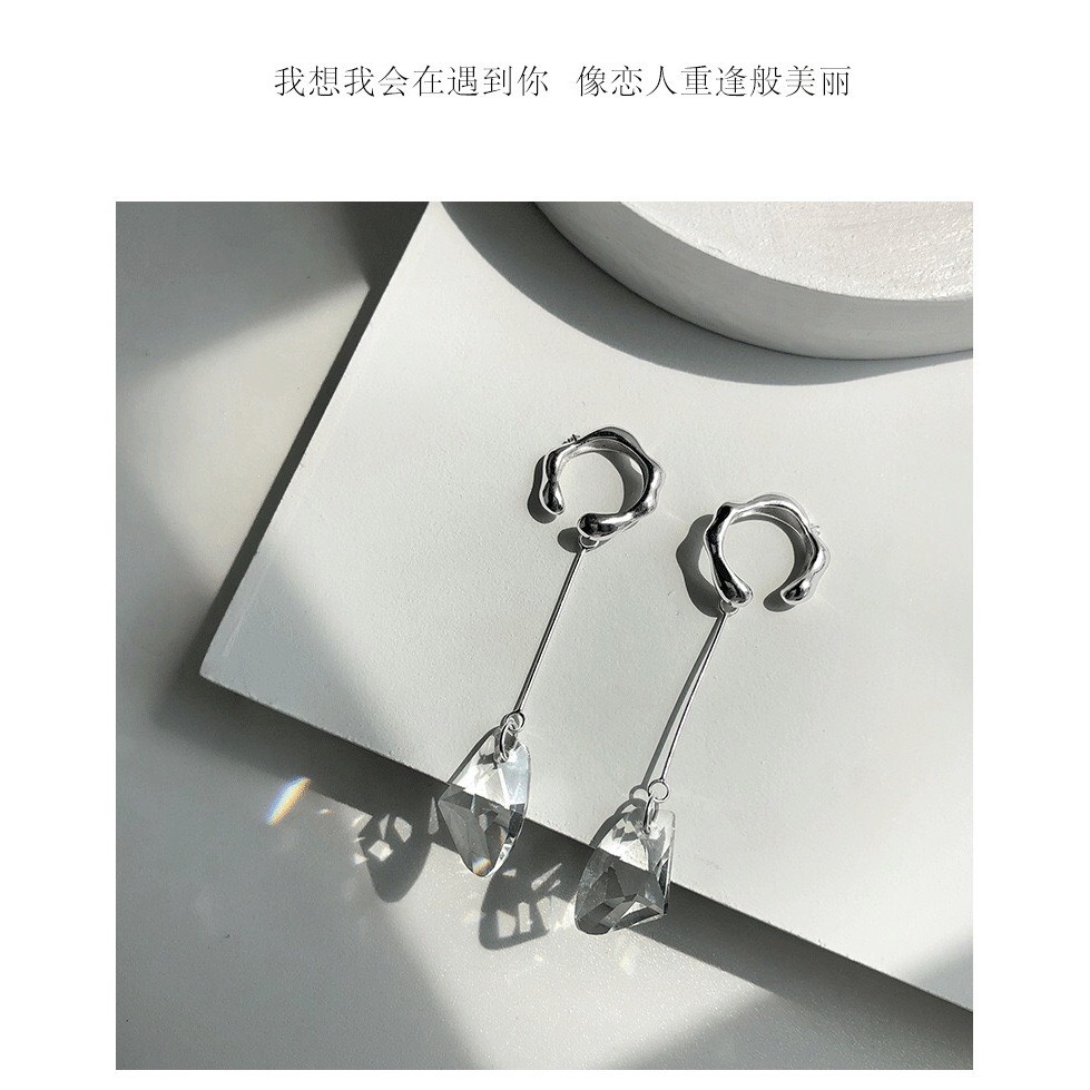 Bông Tai Nữ Hợp Kim Cao Cấp ERASHOP 078503 - Dây Dài Đá Trong Suốt Đơn Giản, Thanh Lịch, Đi Chơi, Đi Tiệc Siêu Vintage