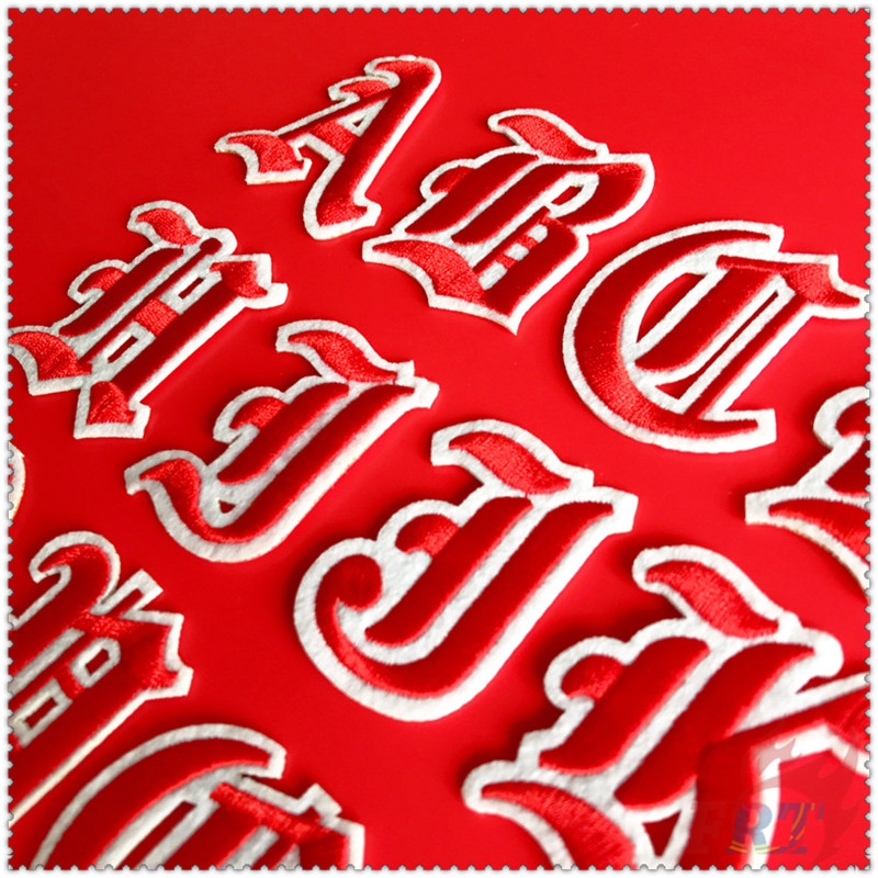✿ Old English Letters - Red Iron-on Patch ✿ 1Pc Diy Embroidery Patch Sew on Iron on Badges Patches