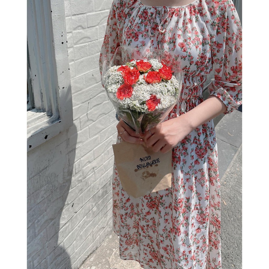 Đầm hoa bo chun Camellia Dress