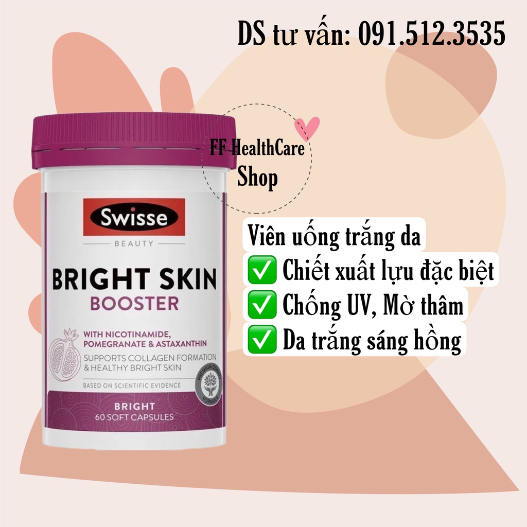 Viên Uống Trắng Da Bright Skin Swisse Booster 60 Viên