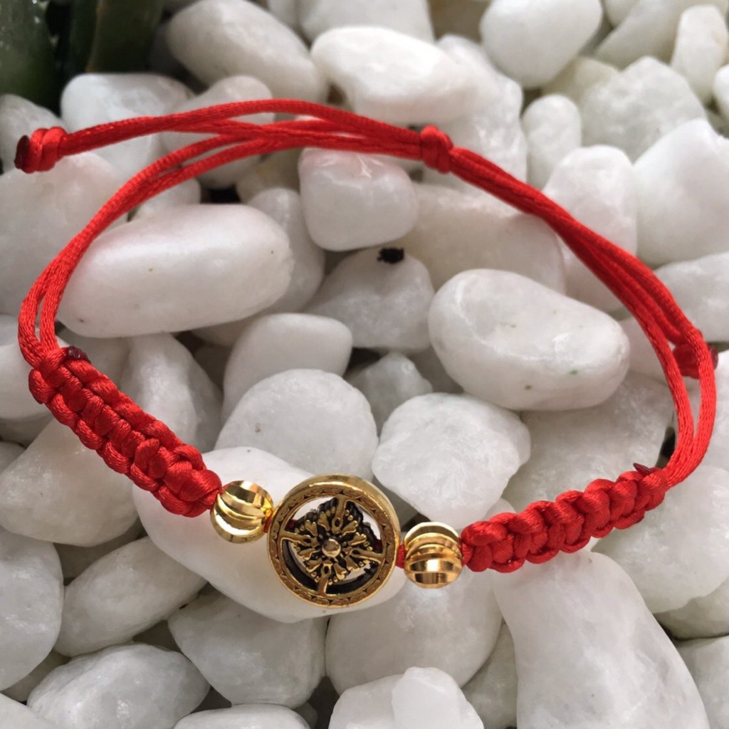 VT236 Vòng tay may mắn mặt hoa văn mạ vàng 5 cái/lốc