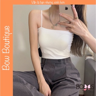 Áo hai dây sợi bún, áo 2s thun gân len tăm dáng croptop body dáng ôm