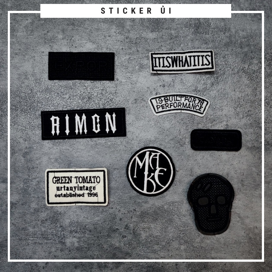 Sticker ủi áo Cao cấp - CÓ SẴN KEO ỦI - sticker vải dùng làm miếng vá áo, phụ kiện trang trí quần áo, balo, giày, nón