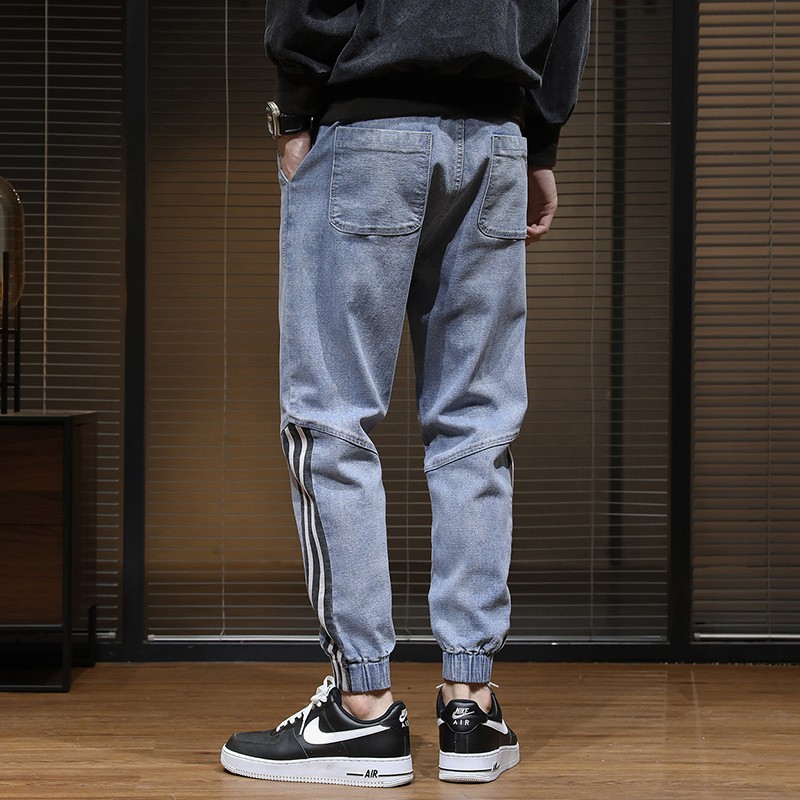 Quần Jean jogger (bò) nam phong cách Hip-hop hơi hướng Hàn Quốc họa tiết kẻ sọc | BigBuy360 - bigbuy360.vn