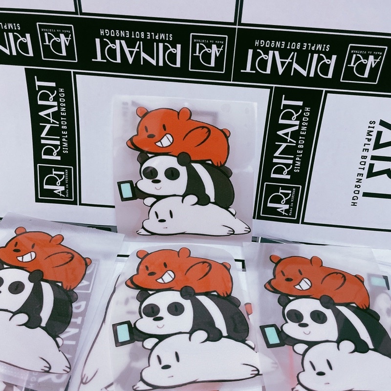 Decal Logo Sticker Patch in áo ủi trực tiếp lên vải hình 3 chú gấu Icebear