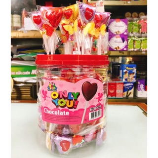 HỘP 60 QUE KẸO SOCOLA/ CHOCOLATE TRÁI TIM THÁI LAN ONLY YOU
