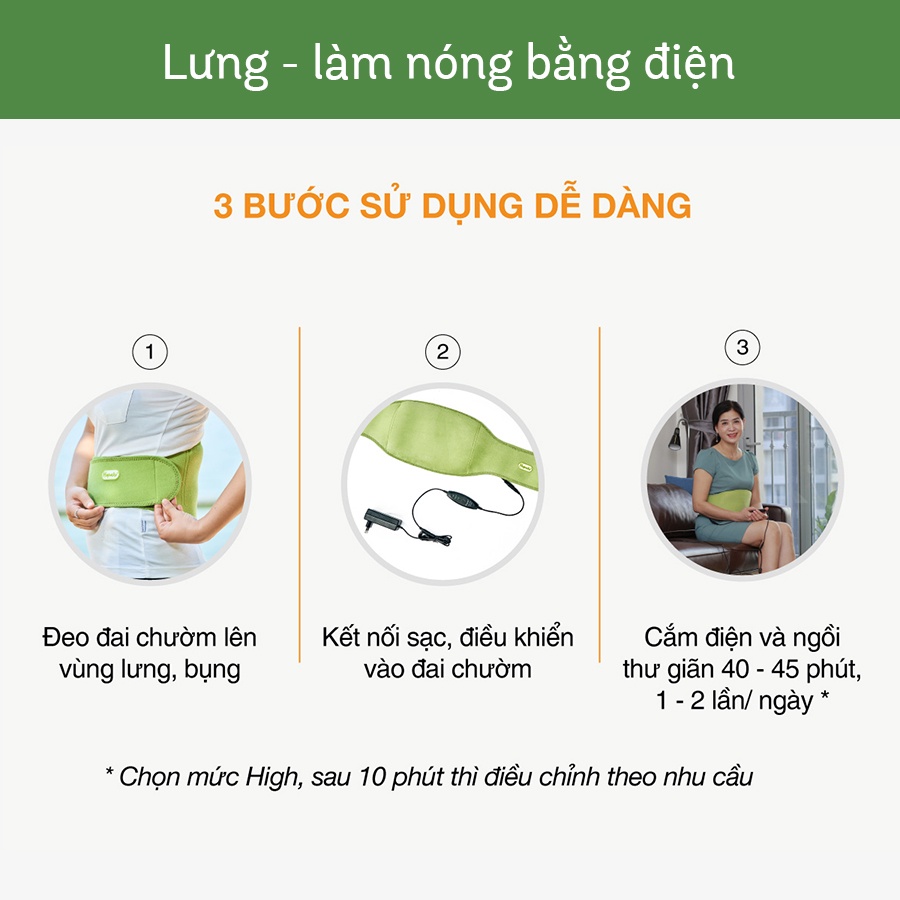 Đai chườm Lưng, bụng làm nóng bằng điện (Hapaku) | tấm thảo dược thay thế