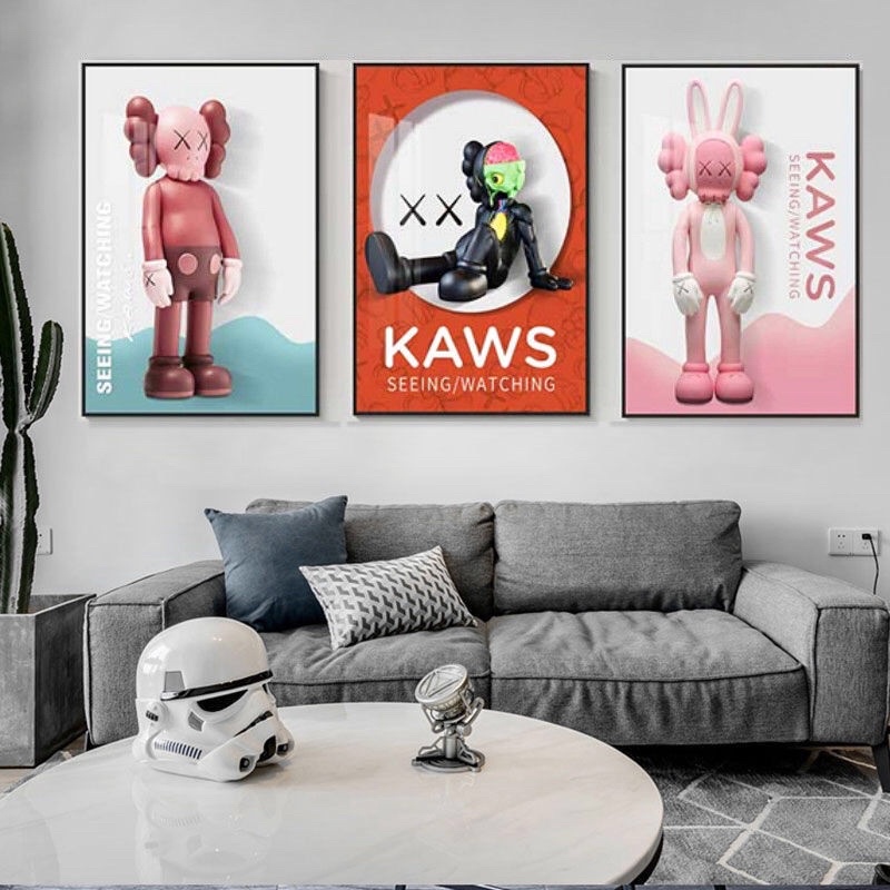 Tranh tráng gương cao cấp gấu kaws/ bearbrick