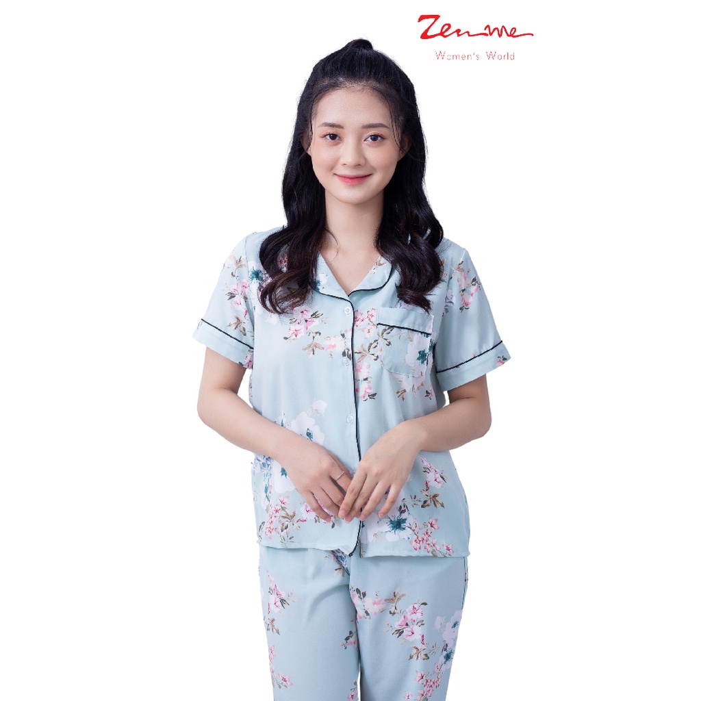 [Mã LT50 giảm 50K đơn 150K] Đồ bộ mặc nhà nữ Zen Me pijama tay cộc quần dài chất liệu Lụa Hàn cao cấp họa tiết nữ tính | BigBuy360 - bigbuy360.vn