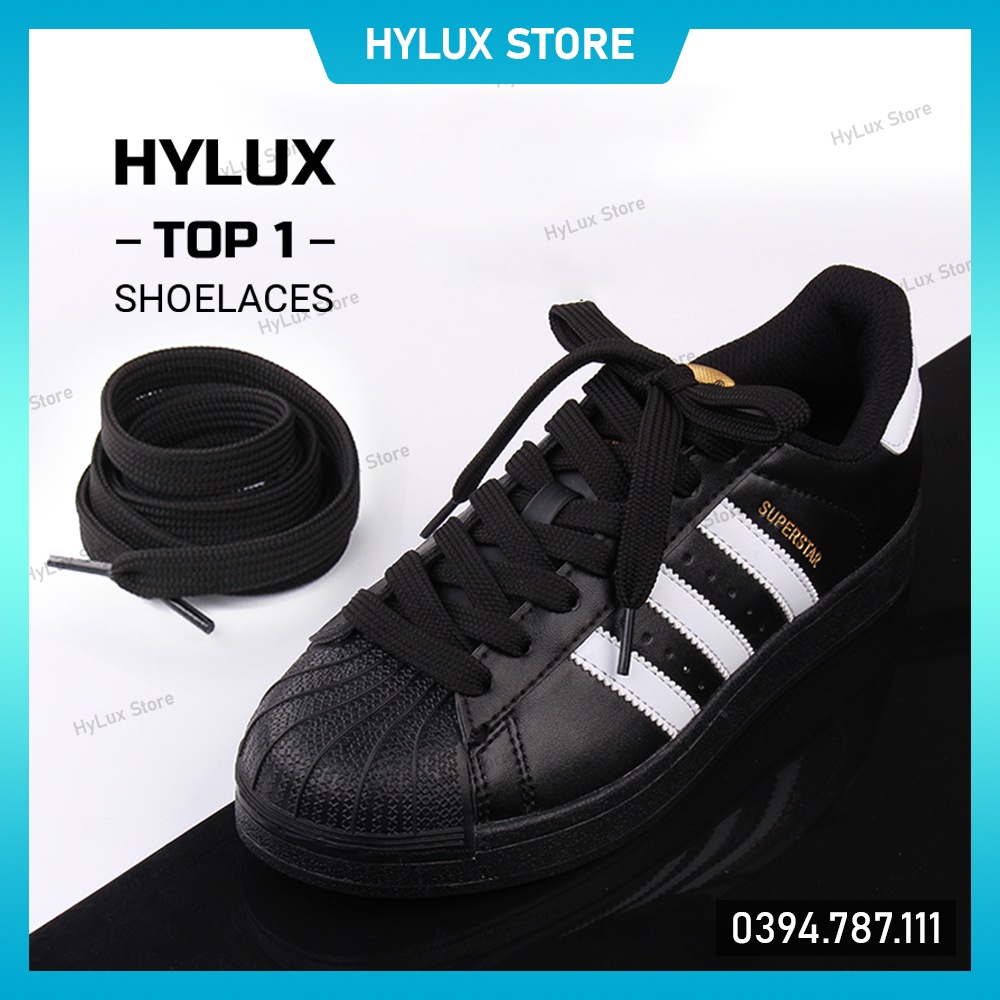 Dây giày dẹt 2 lớp Adidas, Nike dày dặn màu trắng, đen cao cấp - Dây giày thể thao