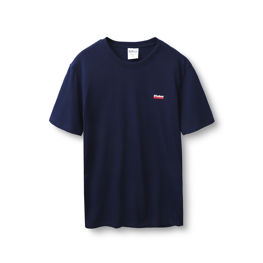 Áo thun nam HEBOZ cổ tròn cotton 4 màu basic mềm mịn, in logo nhỏ cao cấp - 00000829