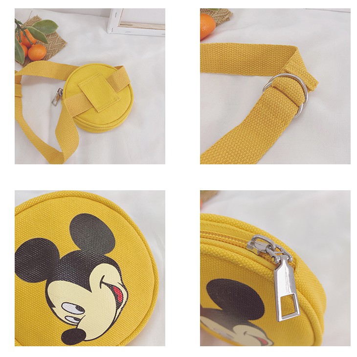 Túi đeo chéo Mickey Vải Canvas Loại cao cấp ❤️đeo hông mini siêu dễ thương cho mẹ và bé