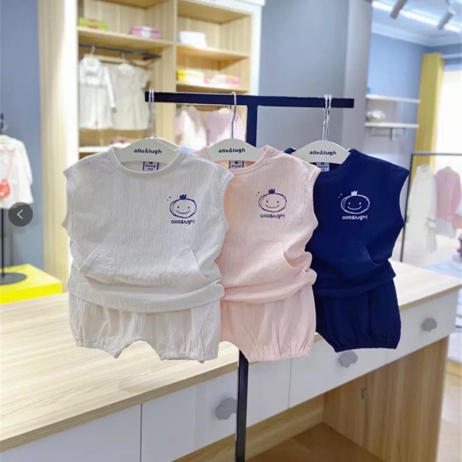 Bộ Đũi Quần Đùi Áo Ba Lỗ Cho Bé Trai Và Bé Gái Chất Đũi Cao Cấp Từ 5kg Đến 28kg Ken Store