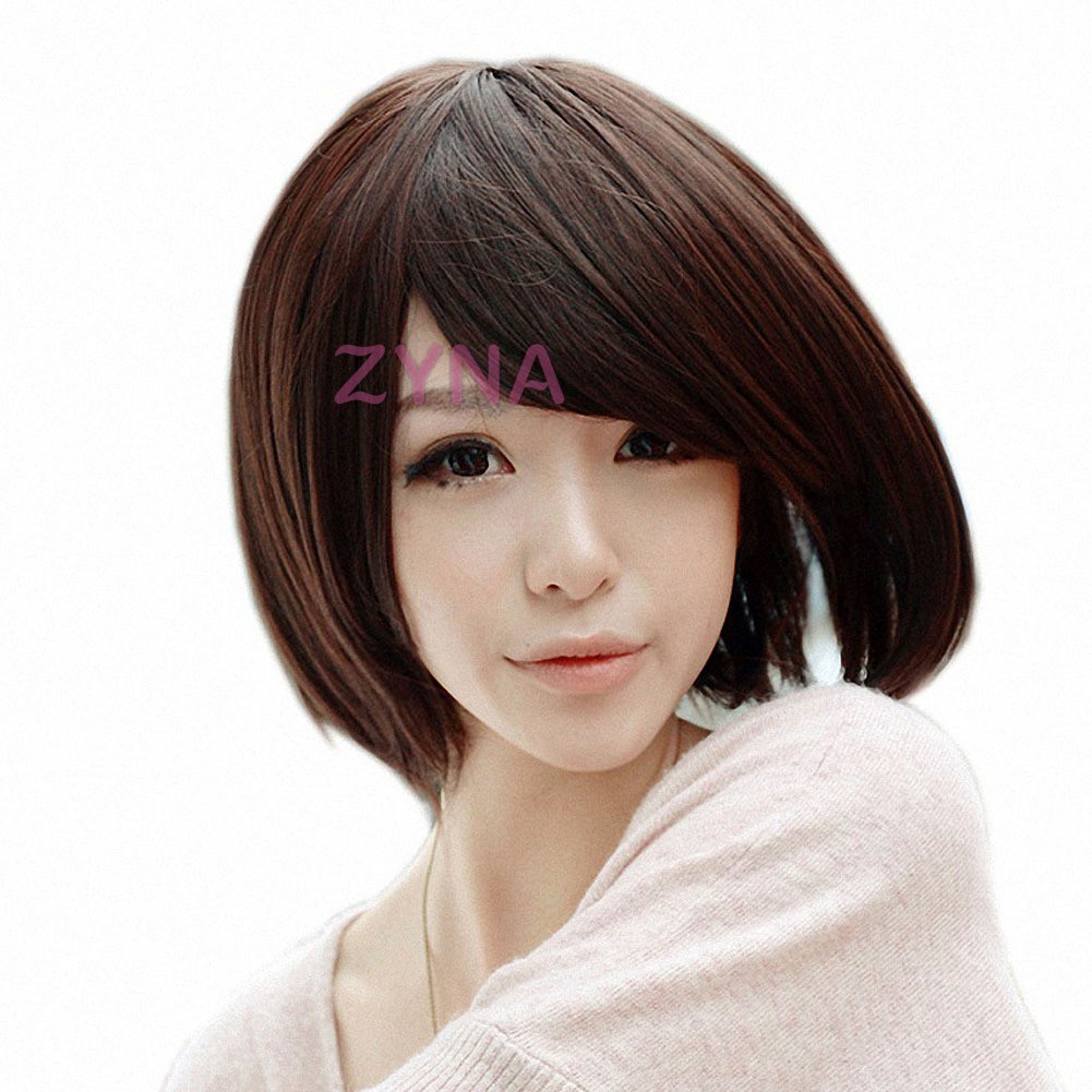 Ready Stock Women's Fashion Wig Straight Short Hair Wigs With Bangs Hair Short Hair Wig