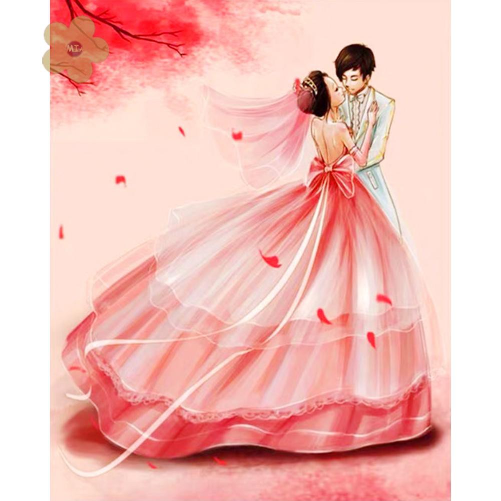 Tranh Thêu Chữ Thập Đính Đá Kim Cương 5d Diy Hình Cặp Đôi Đám Cưới