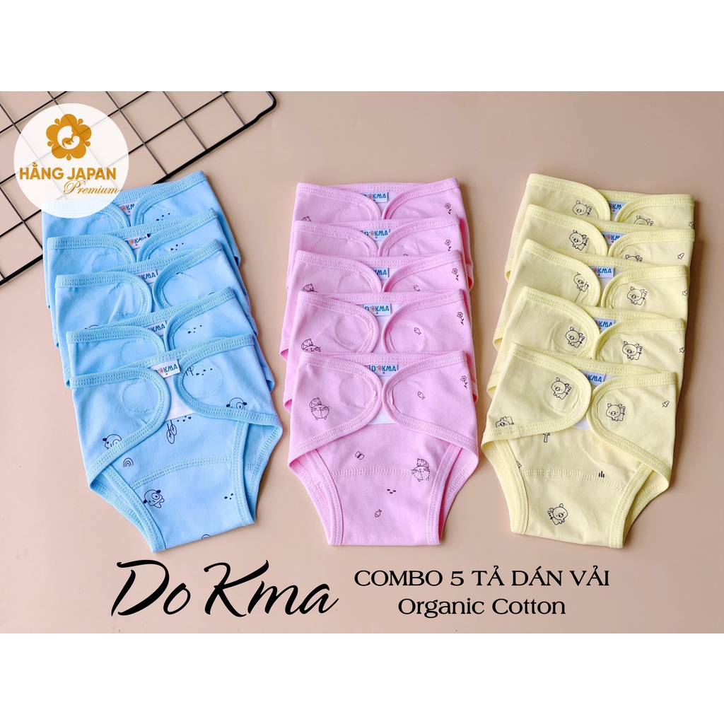 Tả vải dán Organic cotton Dokma cho bé sơ sinh (set 5 cái)