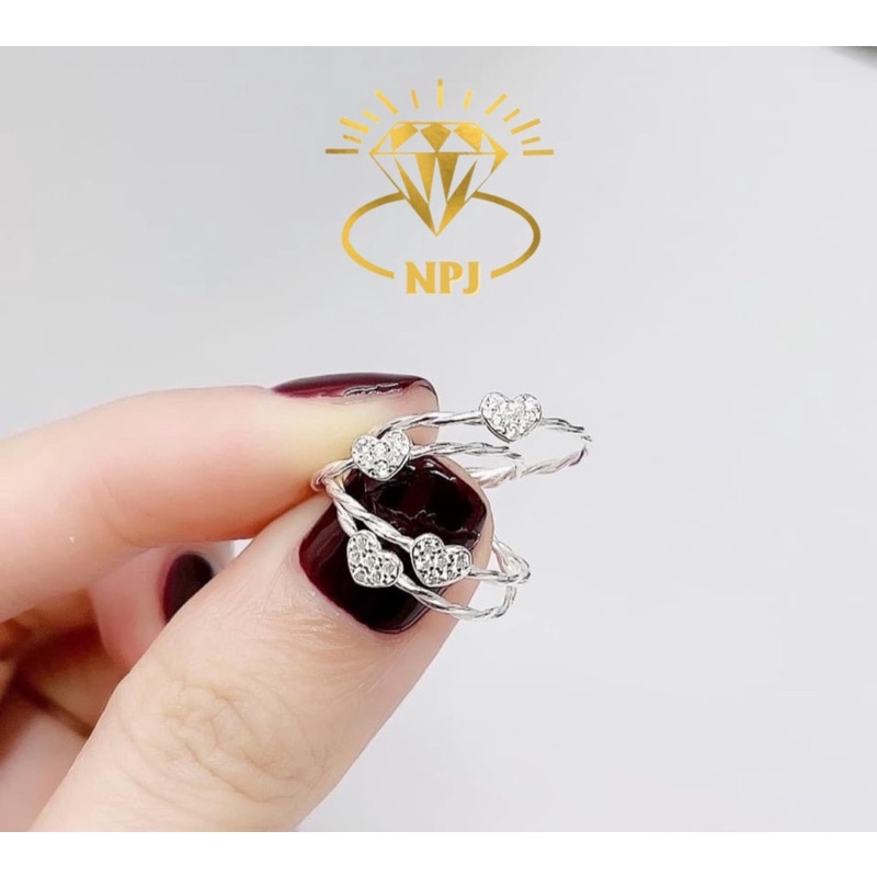 Nhẫn xoắn trái tim nhẹ nhàng, nhẫn nữ Bạc Ta -Bạc Npj