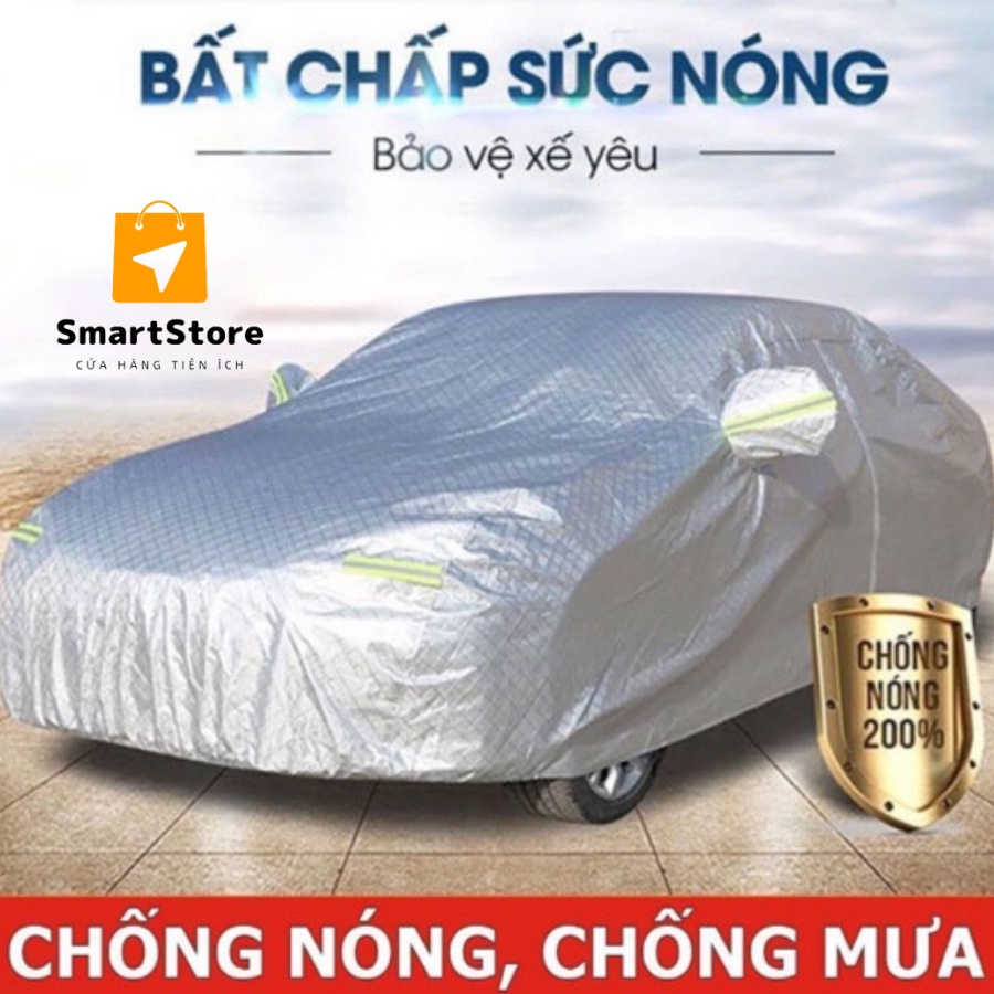 Bạt phủ, bạt trùm xe hơi có lớp tráng nhôm cách nhiệt,chóng nóng, chống mưa, chống xước ba lớp tráng bac