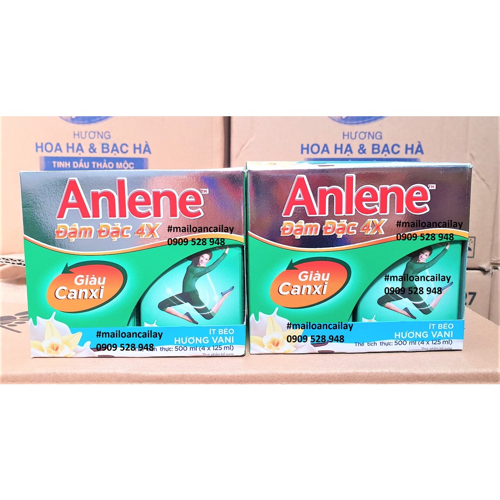 Lốc sữa Anlene nước (4 hộp x 125ml) hương Vani ít béo
