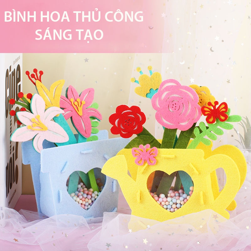 Bình hoa thủ công làm từ vải không dệt