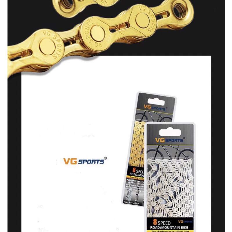 Xích 8 VGsport rỗng bạc dành cho xe đạp thể thao