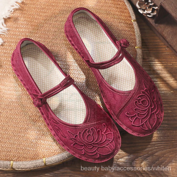 Giày búp bê thêu họa tiết phong cách cổ điển thời trang mùa hè cho nữ