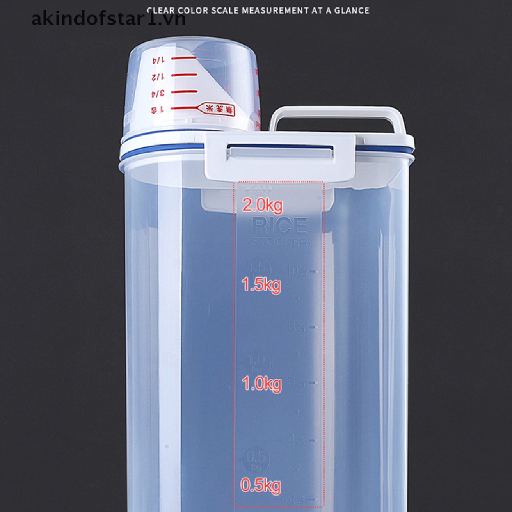 Hộp nhựa đựng bột cỡ lớn có cốc đo tiện dụng cho gia đình chất lượng cao