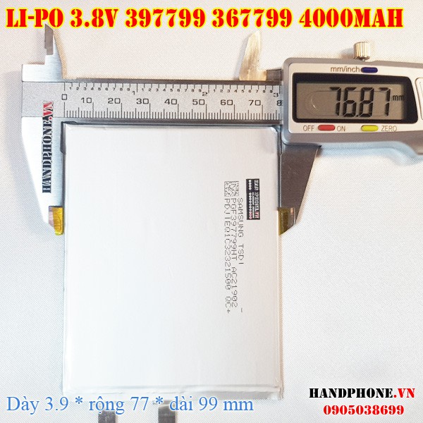 Pin Li-Po 3.8V 4000mAh 397799 367799 (Lithium Polymer) cho Máy Tính Bảng, Tablet, Điện Thoại, Laptop, Camera, Bảng LED