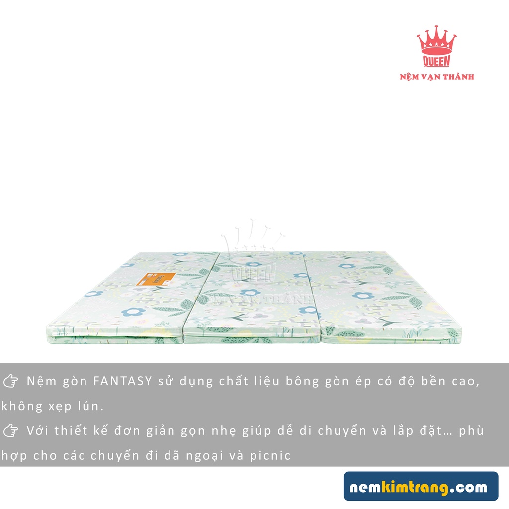 Nệm Gòn Ép Fantasy Gấp 3 Vạn Thành Vải Cotton - CHÍNH HÃNG, CAO CẤP