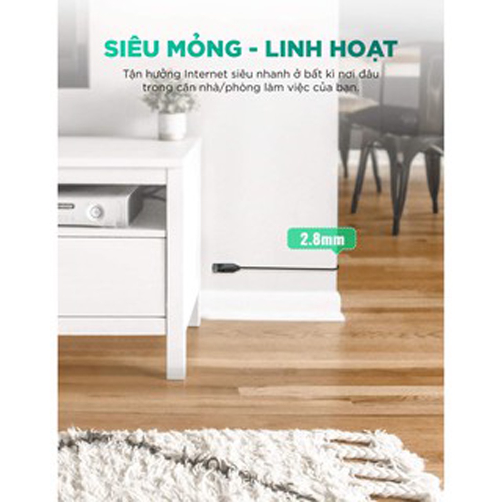 Cáp Mạng Lan Cat6A 10Gpbs Siêu Nhỏ Cao Cấp Ugreen NW122 Chính Hãng