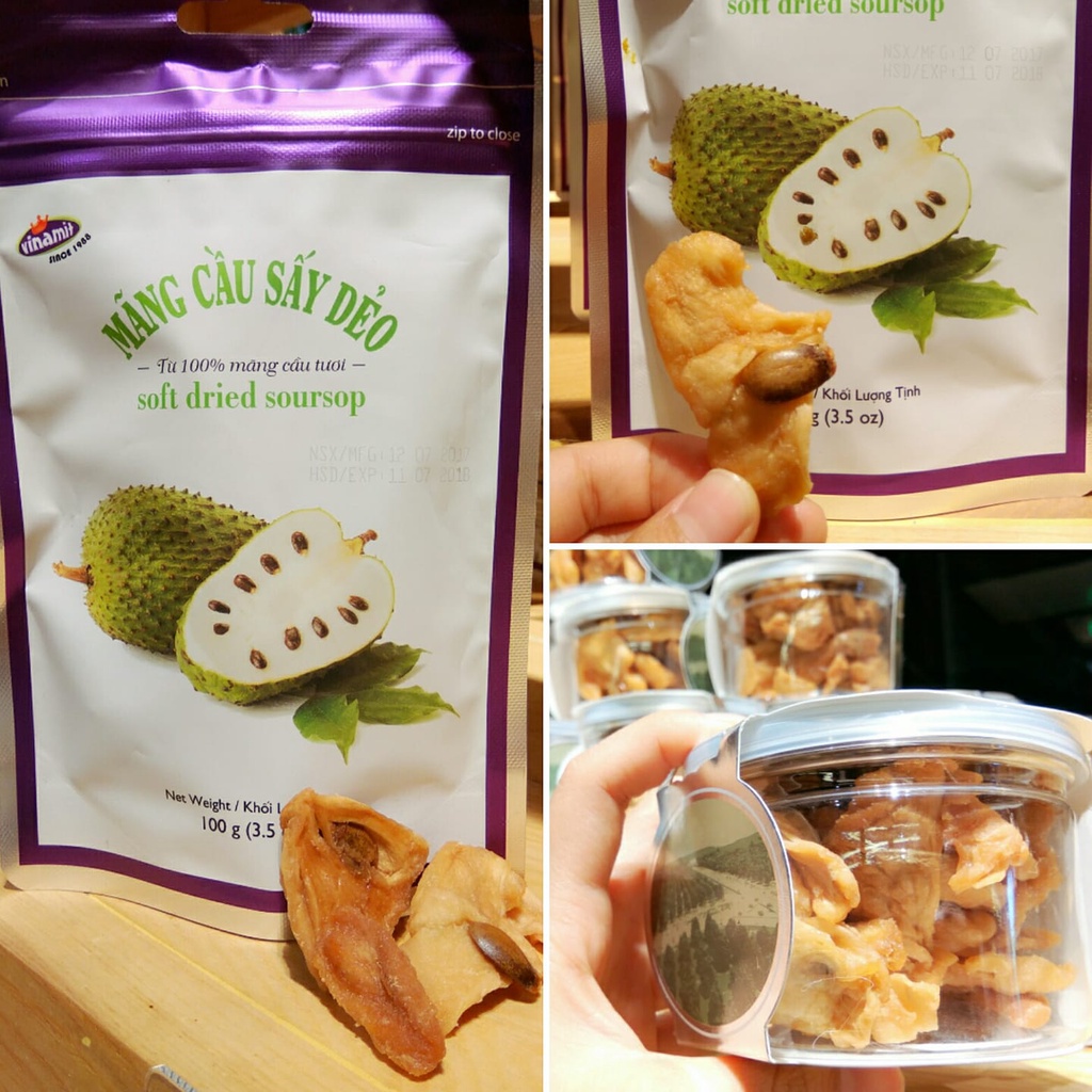 Mãng cầu sấy dẻo Vinamit 100g mãng cầu ngon mềm dẻo