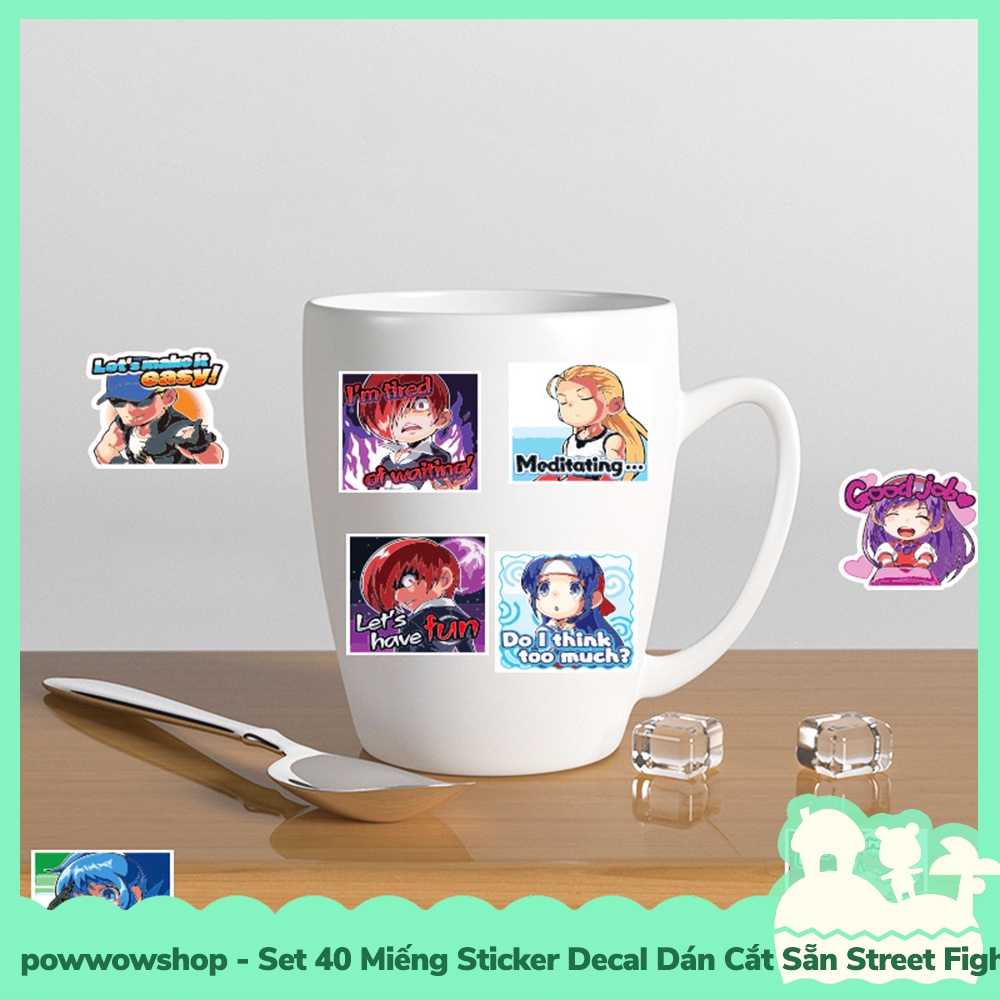 [Sẵn VN - Hỏa Tốc] Set 40 Miếng Sticker Decal Cắt Sẵn DIY Dán Trang Trí Vật Dụng Mẫu Nhân Vật Game Street Fighter Cute M