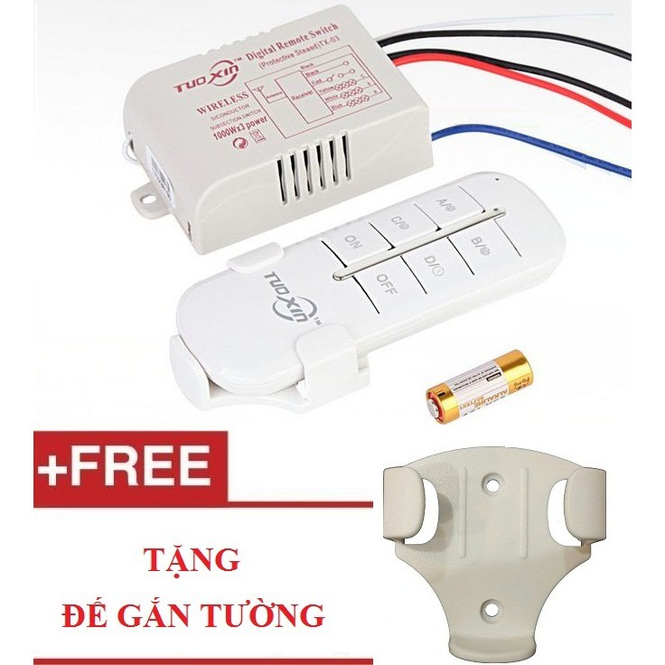 [TUOXIN-HÀNG CHẤT LƯỢNG CAO]Công tắc điều khiển từ xa xuyên tường bằng sóng RF 4 cổng loại tốt TUOXIN