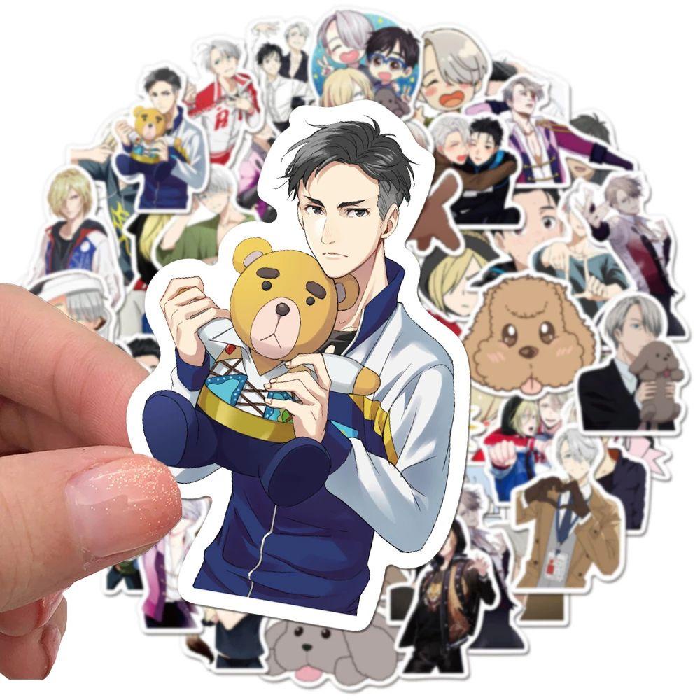 Miếng Dán Trang Trí Sổ Tay / Điện Thoại / Laptop Tự Dính Họa Tiết Hoạt Hình JARRED YURI on ICE DIY